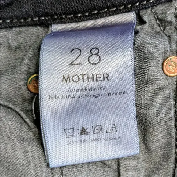 Mother Jeans Looker Womens 28 Charcoal Black Skinny High Waist Coffee Tea or Me - Picture 2 of 12